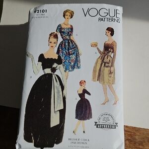 New Vogue Pattern Vintage Pattern Reproduction Authentic 1958 Design Size 16- 24